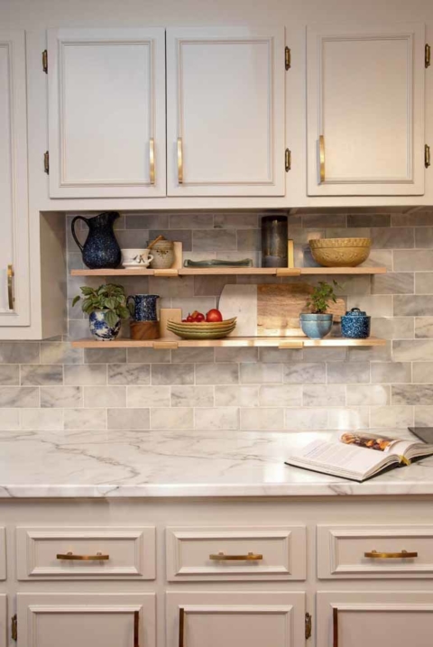 Open Kitchen Shelving and Backsplash Redo - Before and After Photos